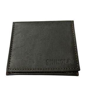 Shinola Detroit Soft Gray Leather Slim Mini Bifold Wallet Bill Holder